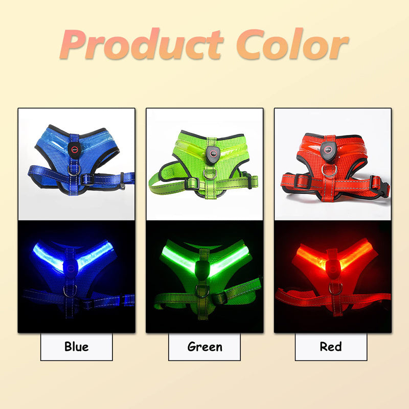 Pet Supplies Rechargeable Mesh LED Lighted Dog Harness - Nestkin Store