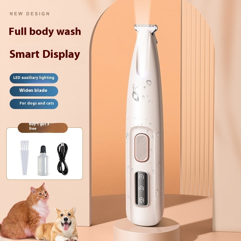 Pets Dog Paw Trimmer With LED Light Fully Waterproof Pet Hair Trimmer With LED Display Dog Clippers For Grooming Widen Blade - Nestkin Store