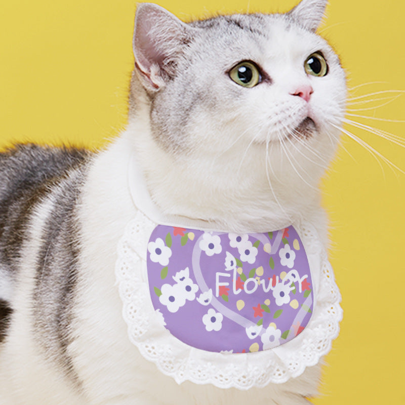 Pet Cat Supplies Saliva Towel Collar Bib Cute - Nestkin Store