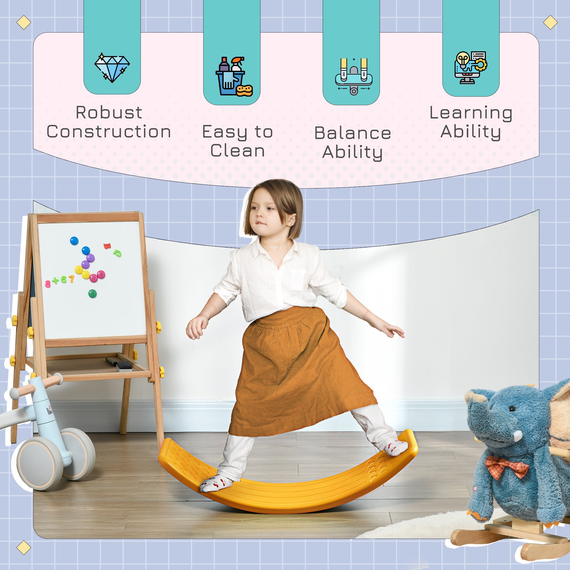 Balance Board Montessori Toy for Kids Ages 3-6 - Orange