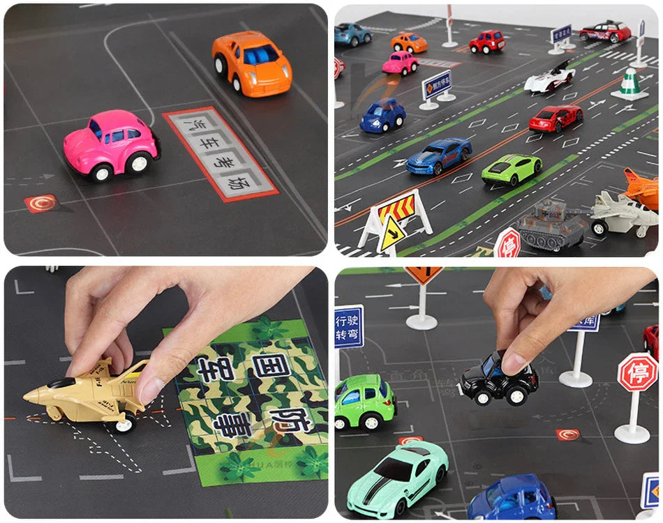 Thin Plastic Traffic Road Carpet for Kids Playmat Children Rug Simulated Parking Map Toy Baby Play Mat Little Boy Girl Mats Toys - Nestkin Store