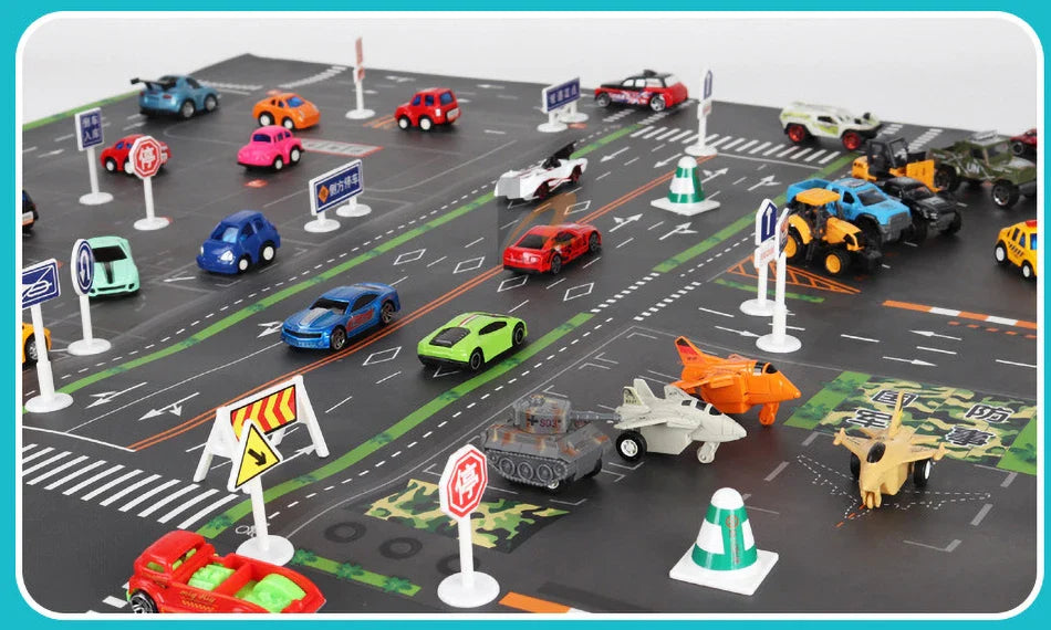 Thin Plastic Traffic Road Carpet for Kids Playmat Children Rug Simulated Parking Map Toy Baby Play Mat Little Boy Girl Mats Toys - Nestkin Store