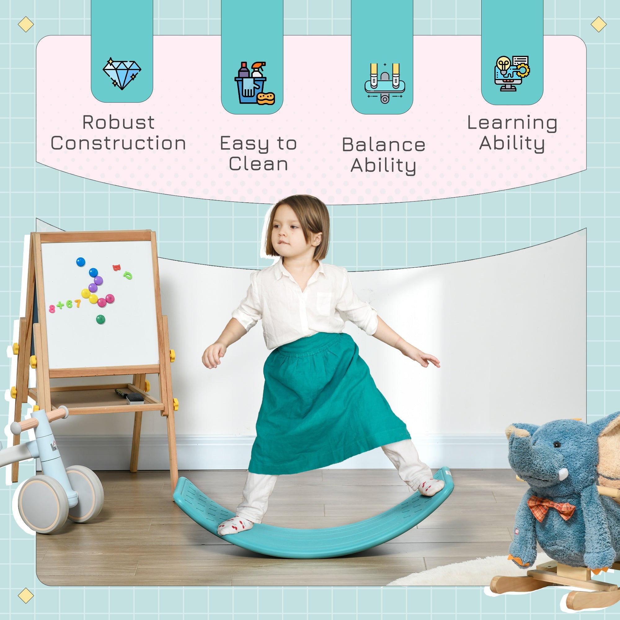 Balance Board for Kids Ages 3-6 - Blue Montessori Toy