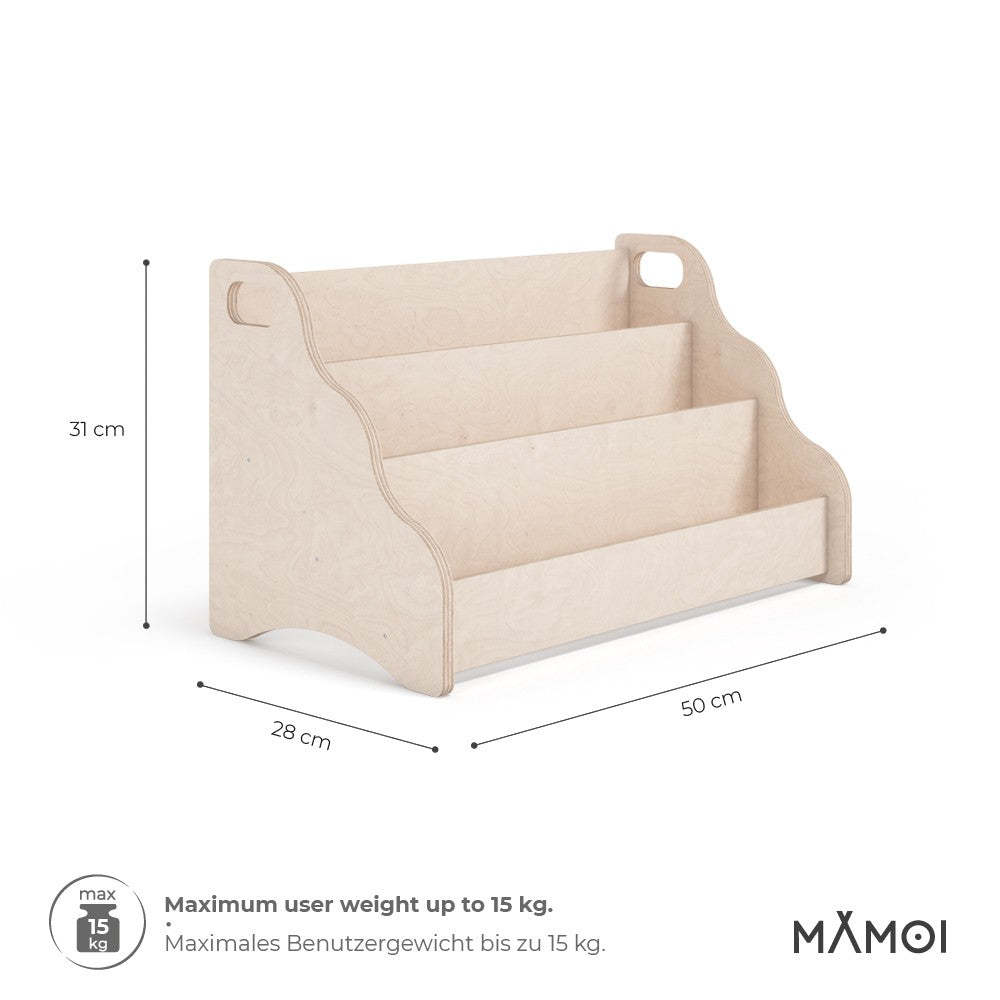 MAMOI® Bücherregal für kinder, Bücherkiste für kinderzimmer, Book shelf, Buchregal, Wandregal kinderregal, Kinderbücherregal, Bücherbank aus holz, Kindermöbel für kleines kind montessori