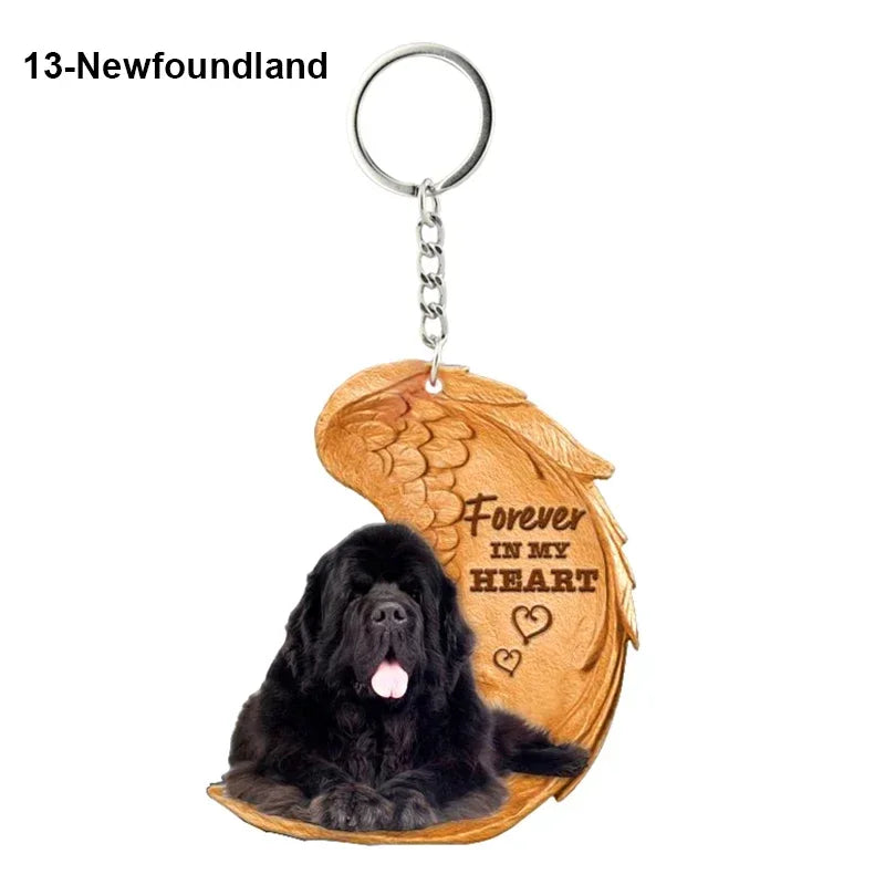 1 Piece 23 Style Dog Forever In My Heart  Angel Pendant Bag Key Chains Car Keychain Keyring  Pet Jewelry Gift For Women Girls - Nestkin Store
