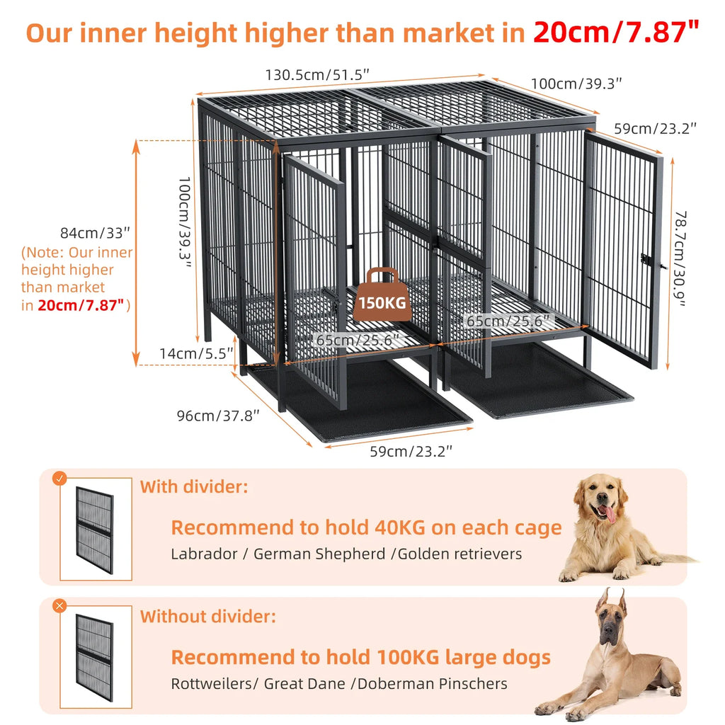 Jumbo Large Metal Pet Playpen, Kennel House with Steel Lock and Removable Trays, Heavy Duty Dog Cage - Nestkin Store