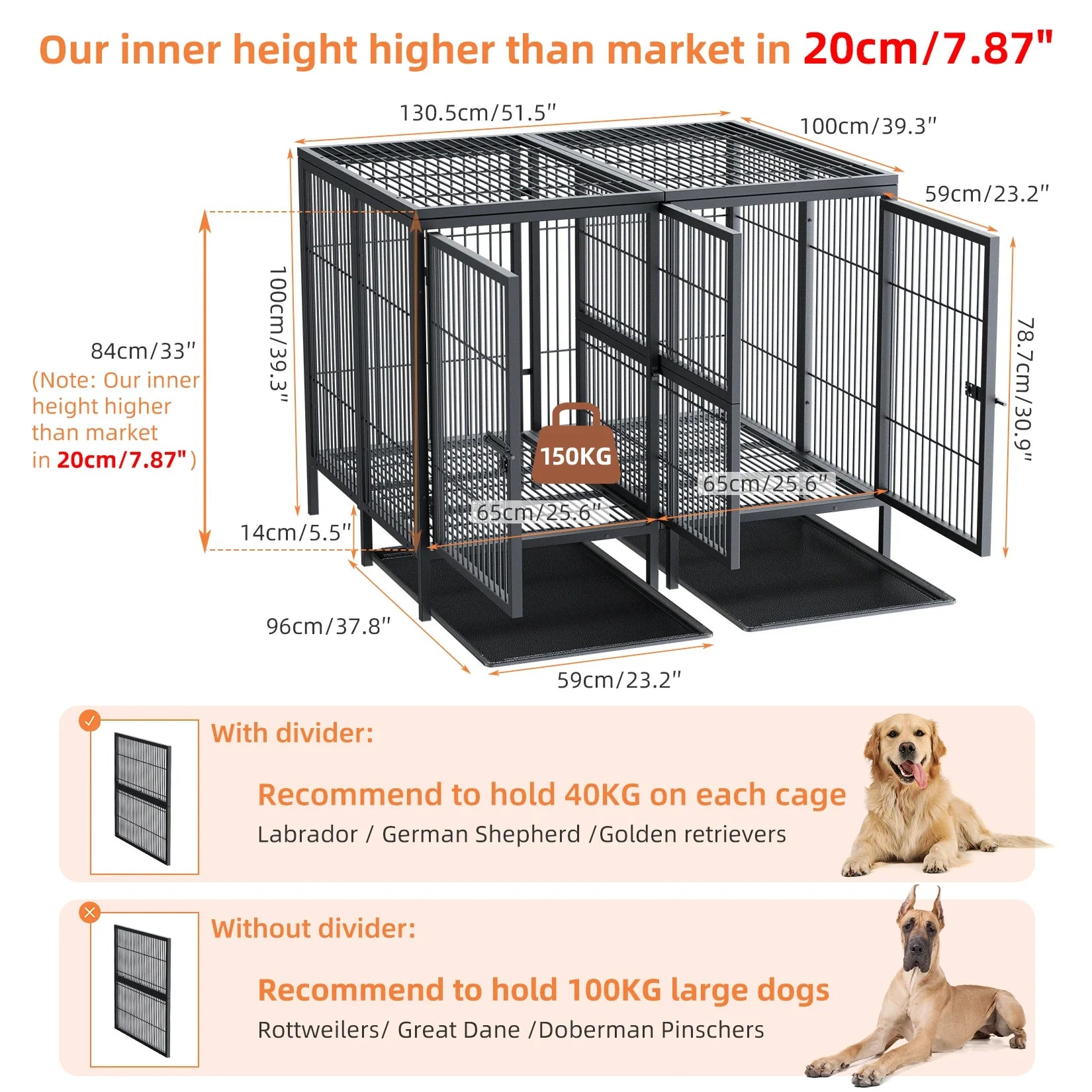 Jumbo Large Metal Pet Playpen, Kennel House with Steel Lock and Removable Trays, Heavy Duty Dog Cage - Nestkin Store