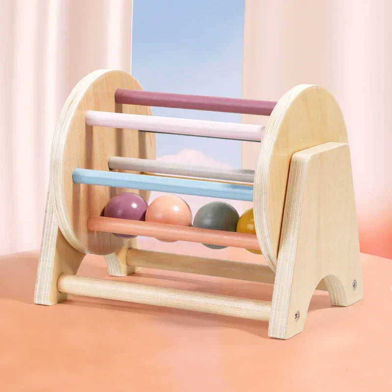 NNEOBA Montessori Wooden Spinning Infant Drum