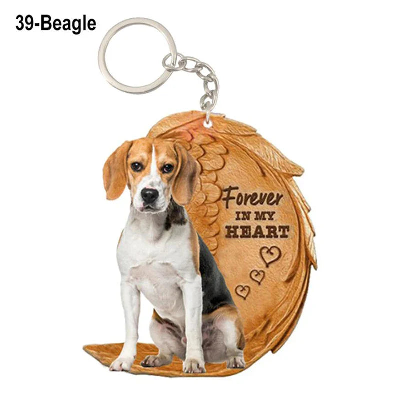 39 Style Cut Dog Forever In My Heart Angel Pendant Bag Keychain Car Key Chain Keyring Pet Jewelry Best Friends Gifts Accessories - Nestkin Store