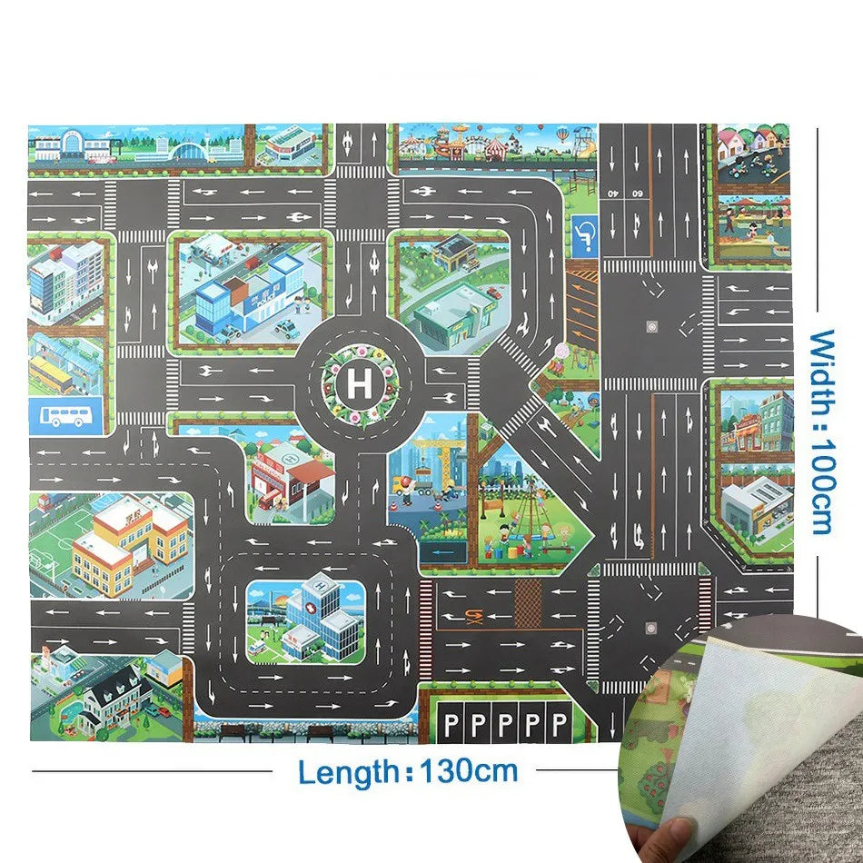 Thin Plastic Traffic Road Carpet for Kids Playmat Children Rug Simulated Parking Map Toy Baby Play Mat Little Boy Girl Mats Toys - Nestkin Store