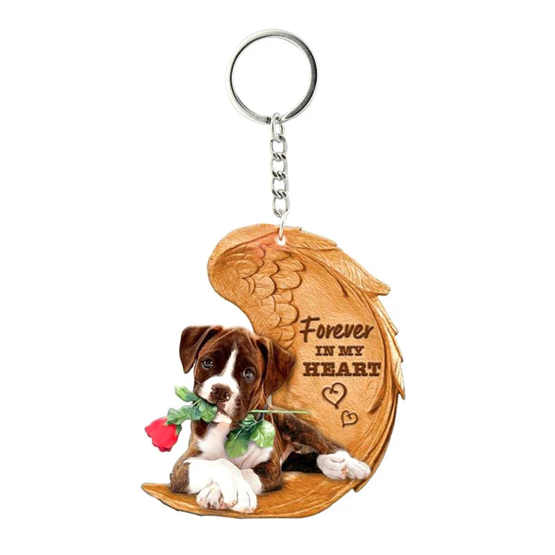 1 Piece 23 Style Dog Forever In My Heart  Angel Pendant Bag Key Chains Car Keychain Keyring  Pet Jewelry Gift For Women Girls - Nestkin Store