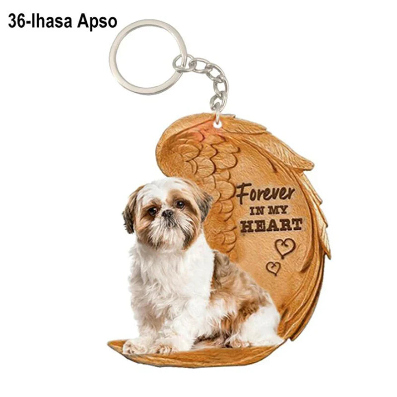 39 Style Cut Dog Forever In My Heart Angel Pendant Bag Keychain Car Key Chain Keyring Pet Jewelry Best Friends Gifts Accessories - Nestkin Store