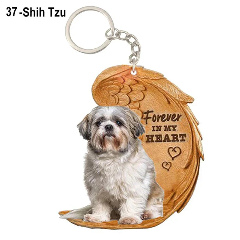 39 Style Cut Dog Forever In My Heart Angel Pendant Bag Keychain Car Key Chain Keyring Pet Jewelry Best Friends Gifts Accessories - Nestkin Store