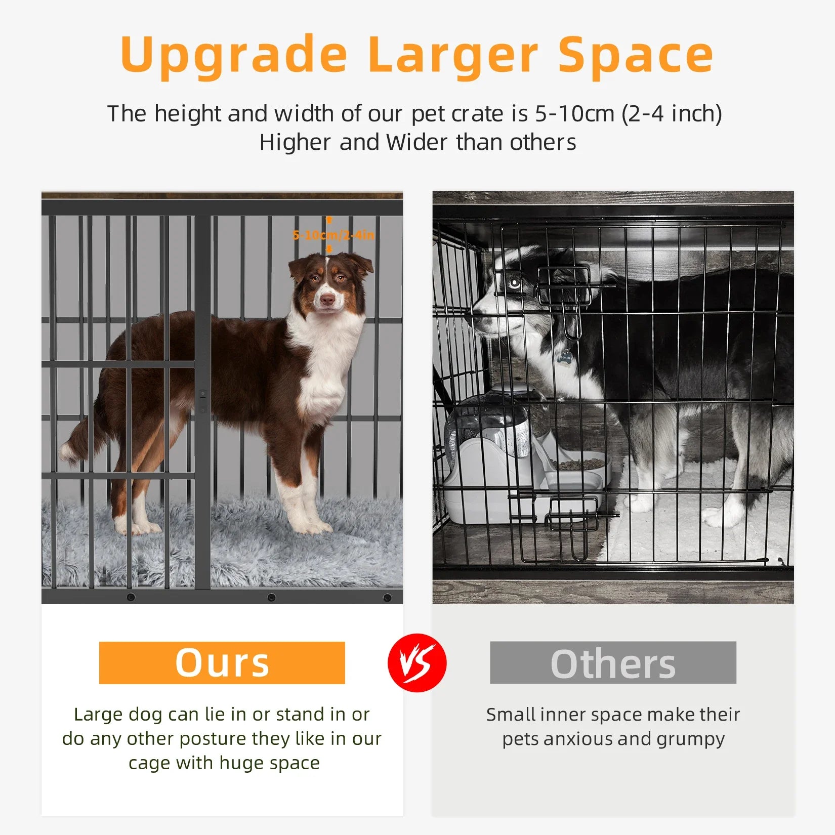 Furniture Style Dog Crate Metal and Wood Pet Kennel End Table with Three Doors and Removable Tray - Nestkin Store