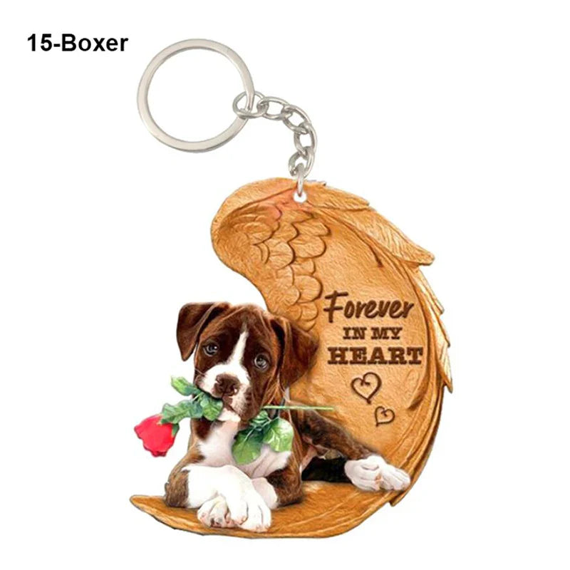 39 Style Cut Dog Forever In My Heart Angel Pendant Bag Keychain Car Key Chain Keyring Pet Jewelry Best Friends Gifts Accessories - Nestkin Store
