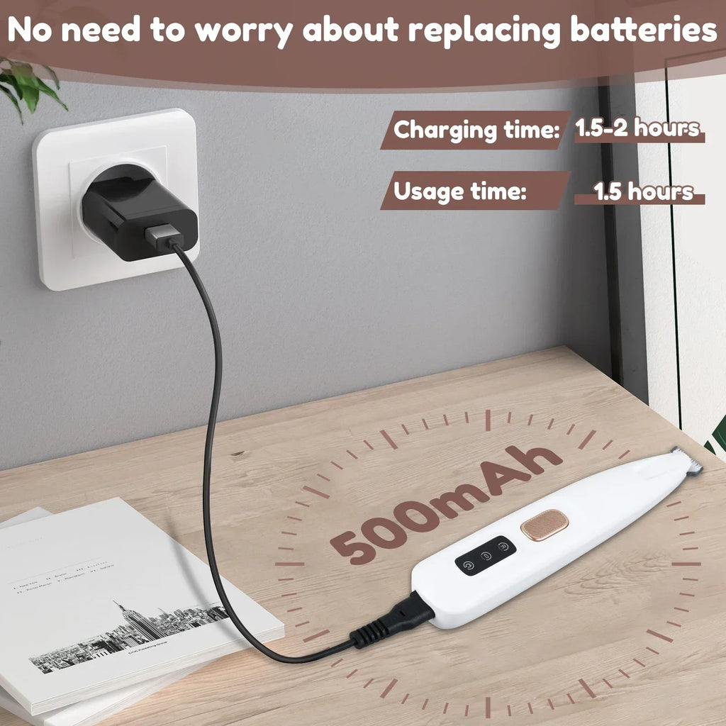 New Dog Paw Trimmer with LED Light Fully Waterproof Pet Hair Trimmer with LED Display Dog Clippers for Grooming 18mm Widen Blade - Nestkin Store