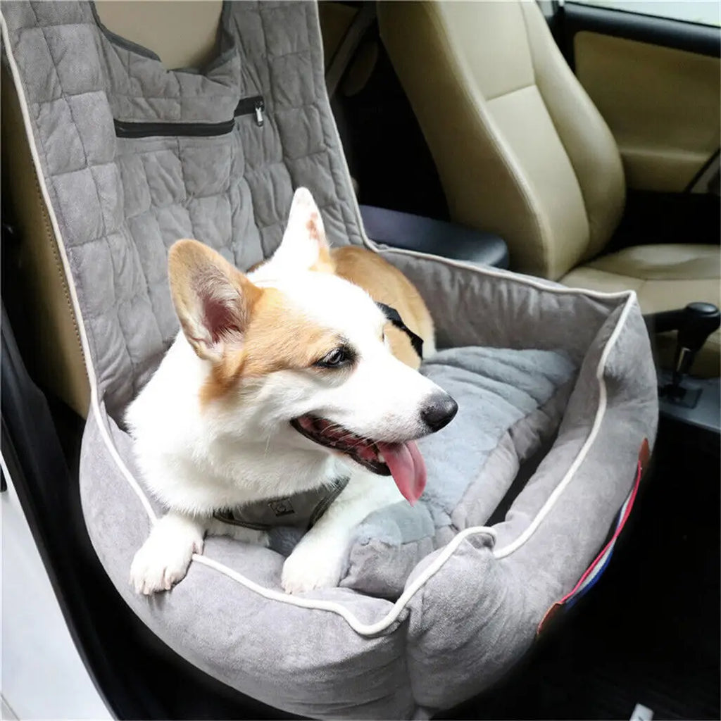 Dog Car Seat Protector Travel Anti-Slip Pet Booster Seat with Storage Pockets and Safety Leash Car Carrier Bed Hold 14kg - Nestkin Store