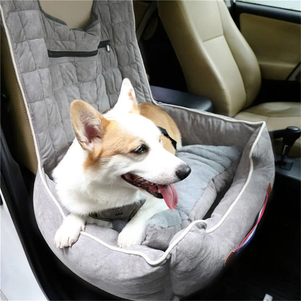 Dog Car Seat Protector Travel Anti-Slip Pet Booster Seat with Storage Pockets and Safety Leash Car Carrier Bed Hold 14kg - Nestkin Store