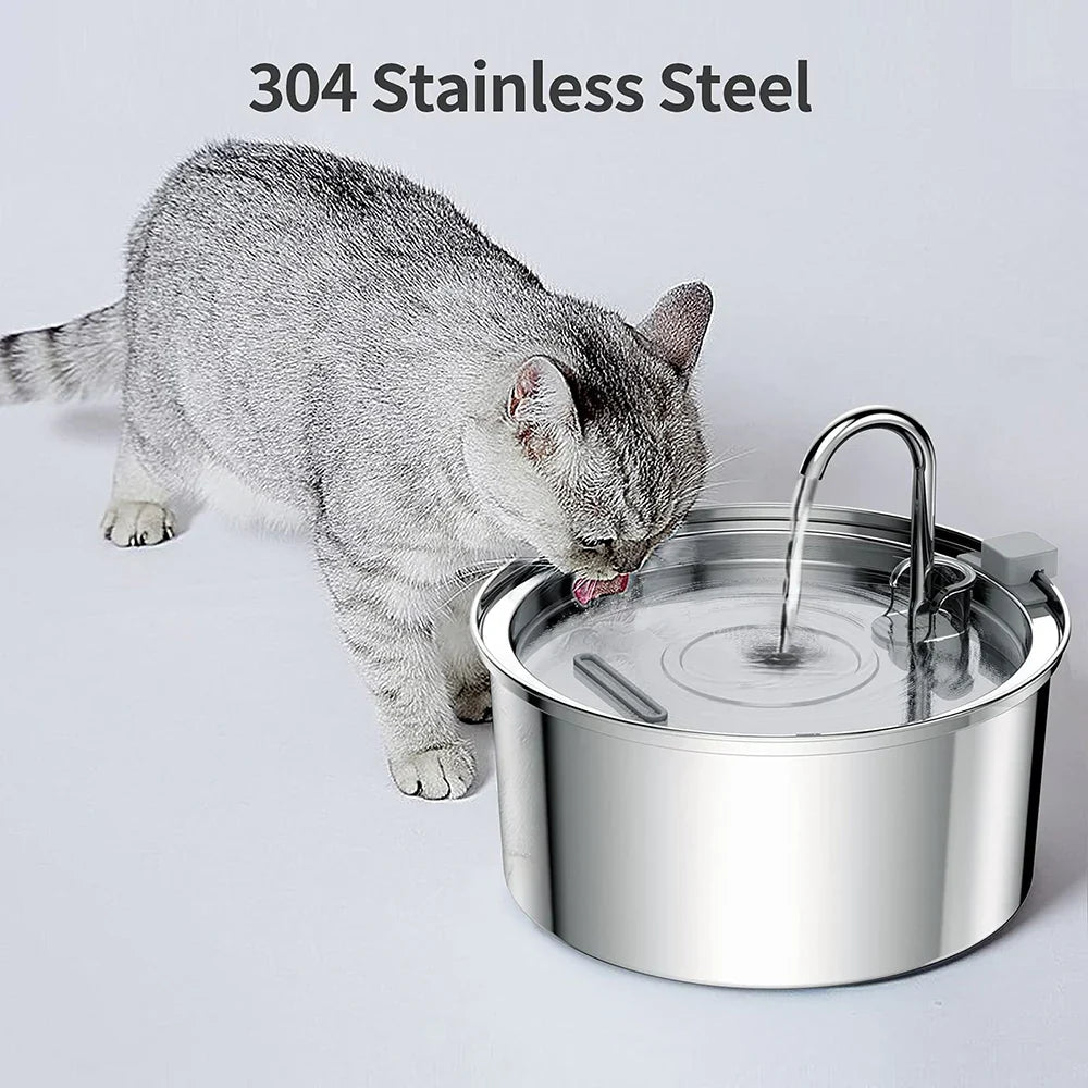 Stainless Steel Pet Water Feeder Cat Automatic Water Fountain USB Electric Mute for Cat Dog Filter Fountain Smart Drinking Bowl - Nestkin Store