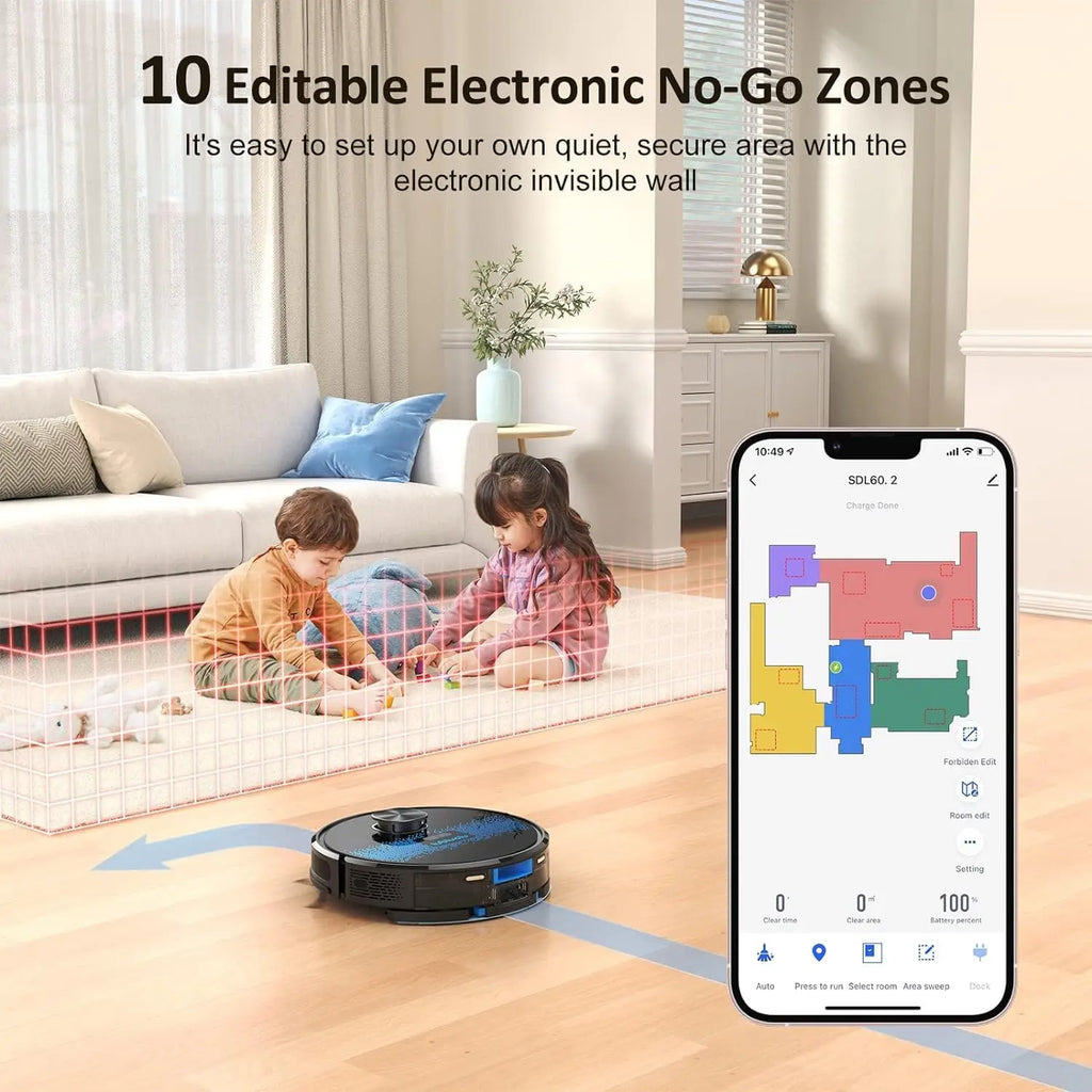 Lubluelu SL60D Robot Vacuum and Mop Combo - 4000Pa Suction, 150Mins Runtime, Quiet Operation, 10 No-Go Zones For Pet Hair Carpet - Nestkin Store