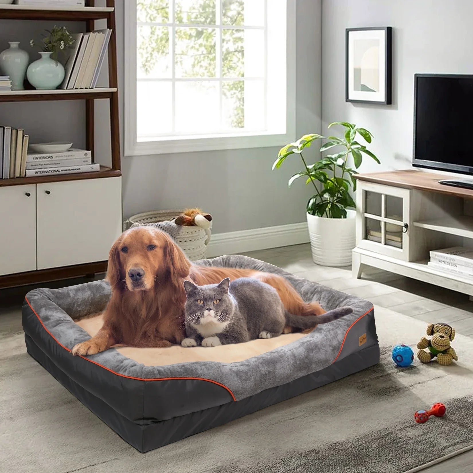 Jumbo Large Orthopedic Dog Bed Memory Foam Quilted Bolstered Pet Sofa Couch Elevated Cushion Warm Waterproof Mattress - Nestkin Store