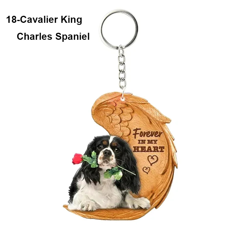 1 Piece 23 Style Dog Forever In My Heart  Angel Pendant Bag Key Chains Car Keychain Keyring  Pet Jewelry Gift For Women Girls - Nestkin Store