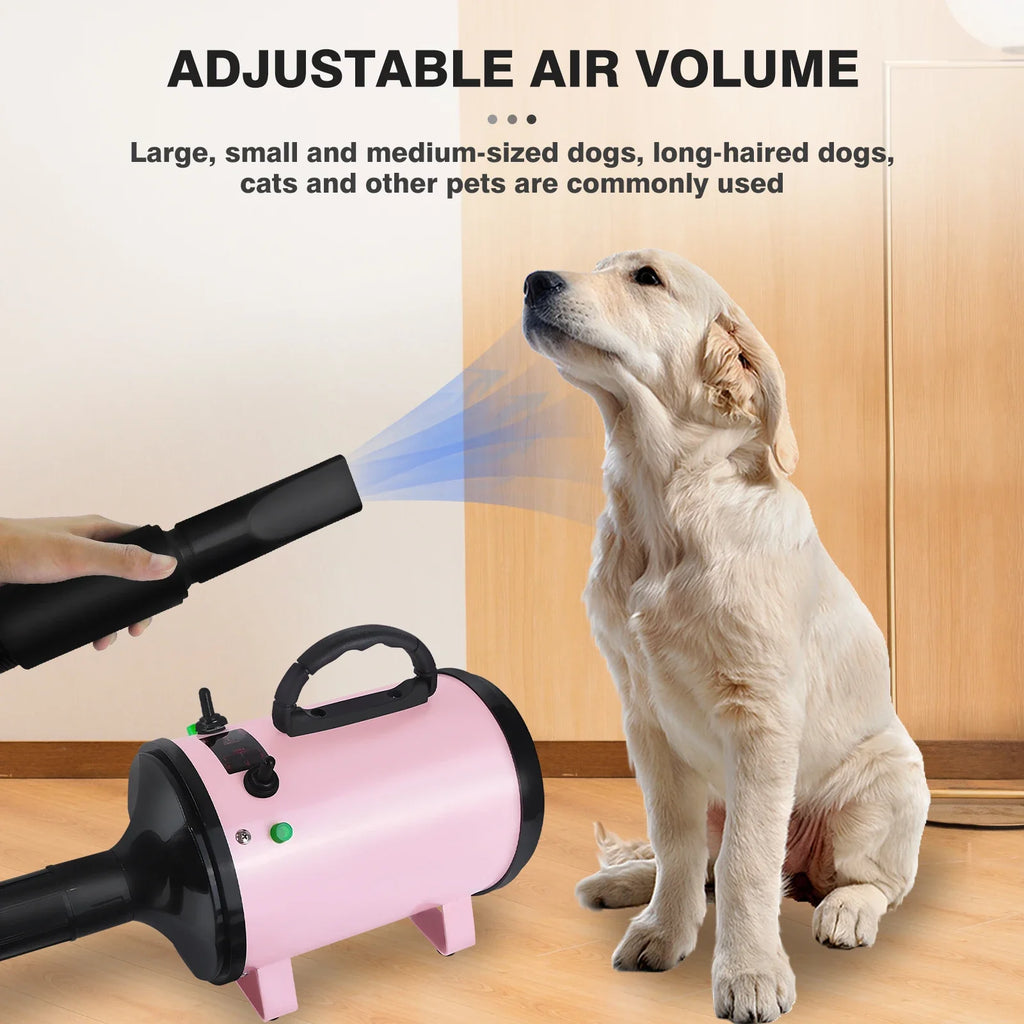 2800W Pet Dog Cat Grooming Hair Dryer Hairdryer Blaster Blower Low Noise Washer Heater with 2.5M Hose 3 Different Nozzles - Nestkin Store
