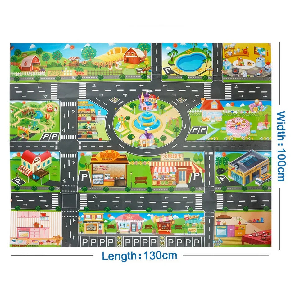 Thin Plastic Traffic Road Carpet for Kids Playmat Children Rug Simulated Parking Map Toy Baby Play Mat Little Boy Girl Mats Toys - Nestkin Store