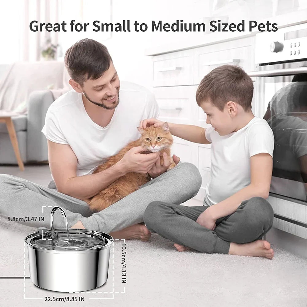 Stainless Steel Pet Water Feeder Cat Automatic Water Fountain USB Electric Mute for Cat Dog Filter Fountain Smart Drinking Bowl - Nestkin Store