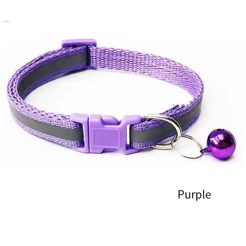 1PC Colors Reflective Breakaway Cat Collar Neck Ring Necklace Bell Pet Products Safety Elastic Adjustable Pet Reflective Collar - Nestkin Store