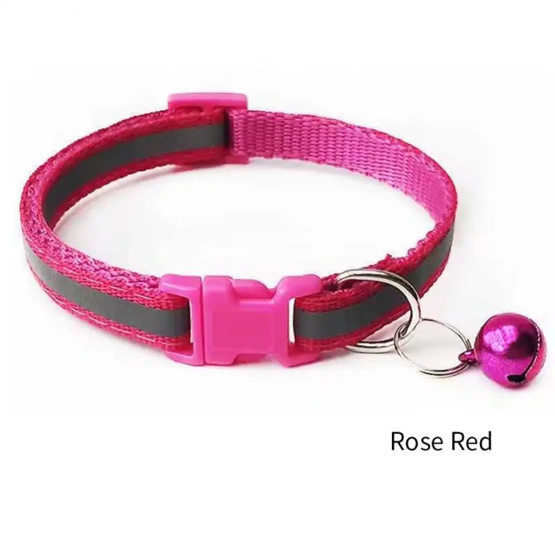 1PC Colors Reflective Breakaway Cat Collar Neck Ring Necklace Bell Pet Products Safety Elastic Adjustable Pet Reflective Collar - Nestkin Store