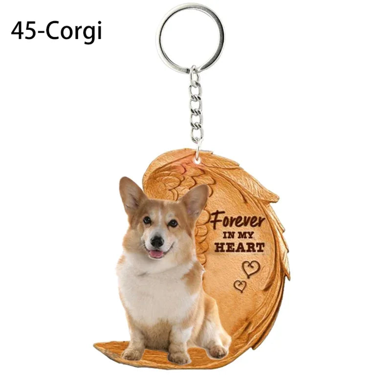 1 Piece 23 Style Dog Forever In My Heart  Angel Pendant Bag Key Chains Car Keychain Keyring  Pet Jewelry Gift For Women Girls - Nestkin Store