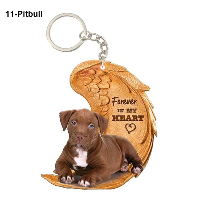Dog Memorial Keychain - Forever In My Heart Angel Pendant Pet Jewelry Gift - Nestkin Store