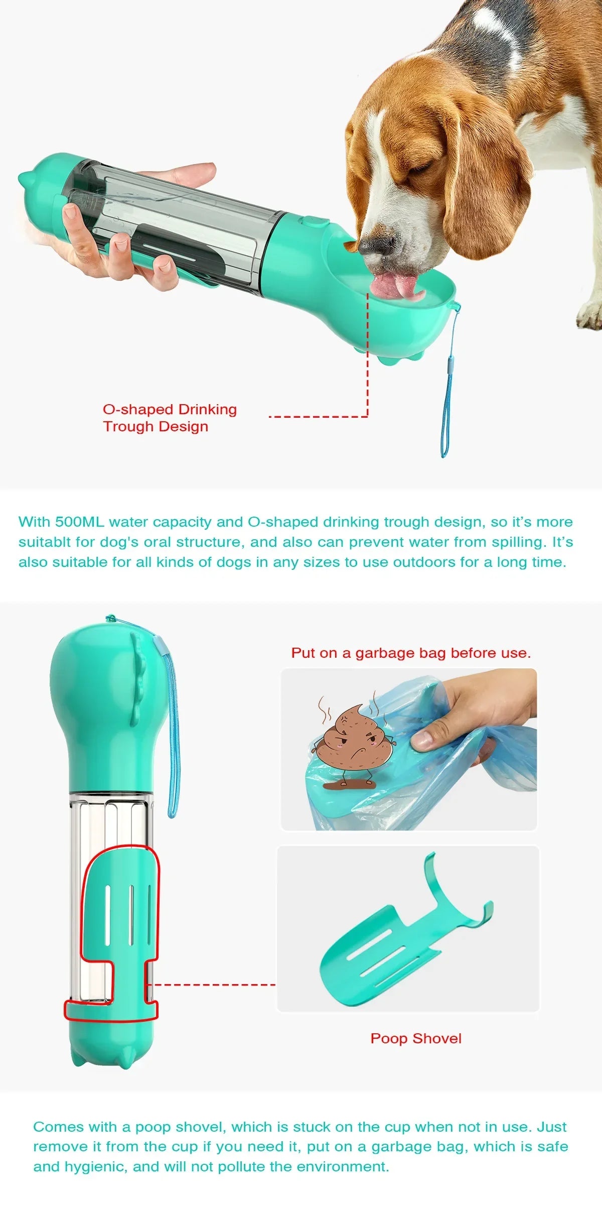 Portable Pet Dog Water Bottle For Small Large Dogs Travel Puppy Cat Drinking Bowl Outdoor Pet Water Dispenser Feeder wiht shovel - Nestkin Store