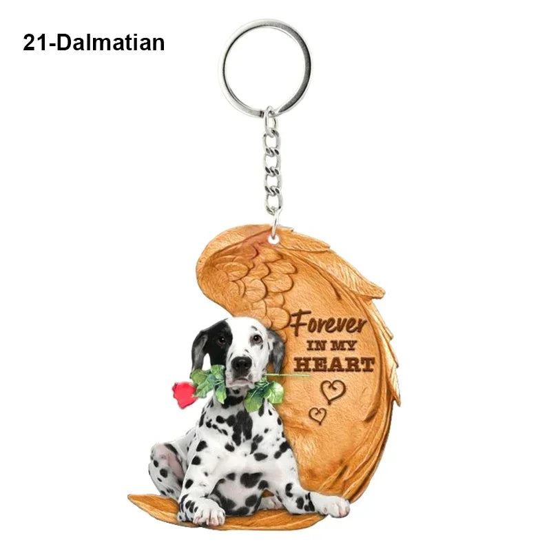 1 Piece 23 Style Dog Forever In My Heart  Angel Pendant Bag Key Chains Car Keychain Keyring  Pet Jewelry Gift For Women Girls - Nestkin Store