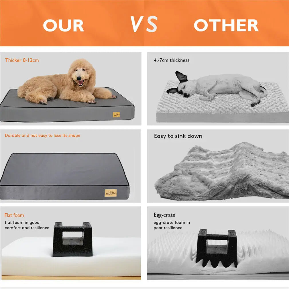 M L XL 2XL Dog Bed Jumbo Pet Orthopedic Bed Memory Foam Base Crate Mattess Cushion with Washable Cover Waterproof - Nestkin Store