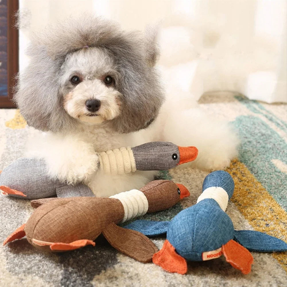 Cute Dog Plush Toys Pet Duck Squeak Toy for Puppy Sound Wild Goose Chew Toy for Small Middle Large Dogs Teeth Cleaning Toys - Nestkin Store