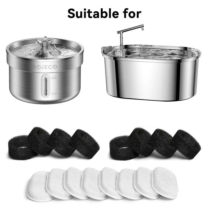 ROJECO Cat Fountain Filter For 3.2L Stainless Steel Cat Water Fountain Pet Water Dispenser Replacement Activated Carbon Filters - Nestkin Store