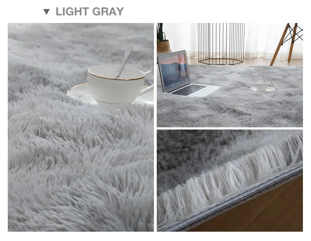 Gray Carpet for Living Room Plush Rug Bed Room Floor Fluffy Mats Anti-slip Home Decor Rugs Soft Velvet Carpets Kids Room Blanket - Nestkin Store
