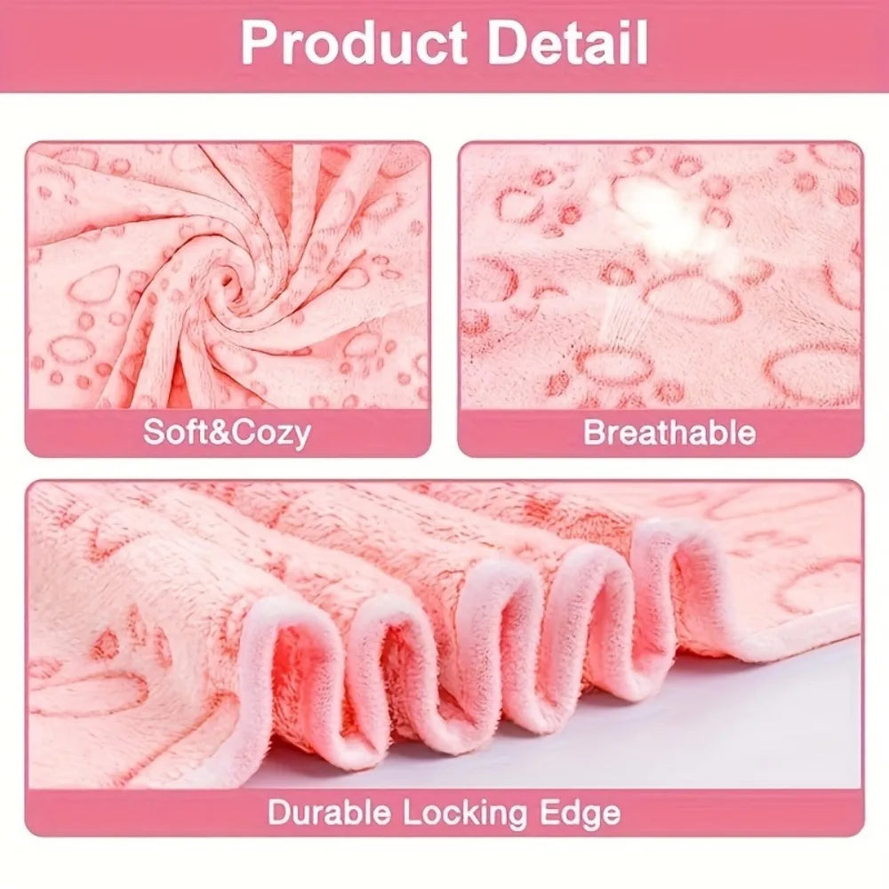 Pink Soft Fluffy High Quality Pet Blanket Cute Paw Print Dog Blanket Pet Mat Warm and Comfortable Blanket for Cat Dogs - Nestkin Store
