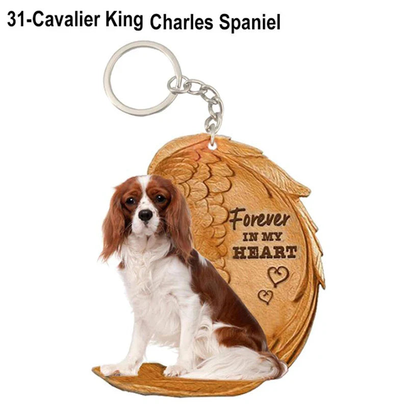 39 Style Cut Dog Forever In My Heart Angel Pendant Bag Keychain Car Key Chain Keyring Pet Jewelry Best Friends Gifts Accessories - Nestkin Store