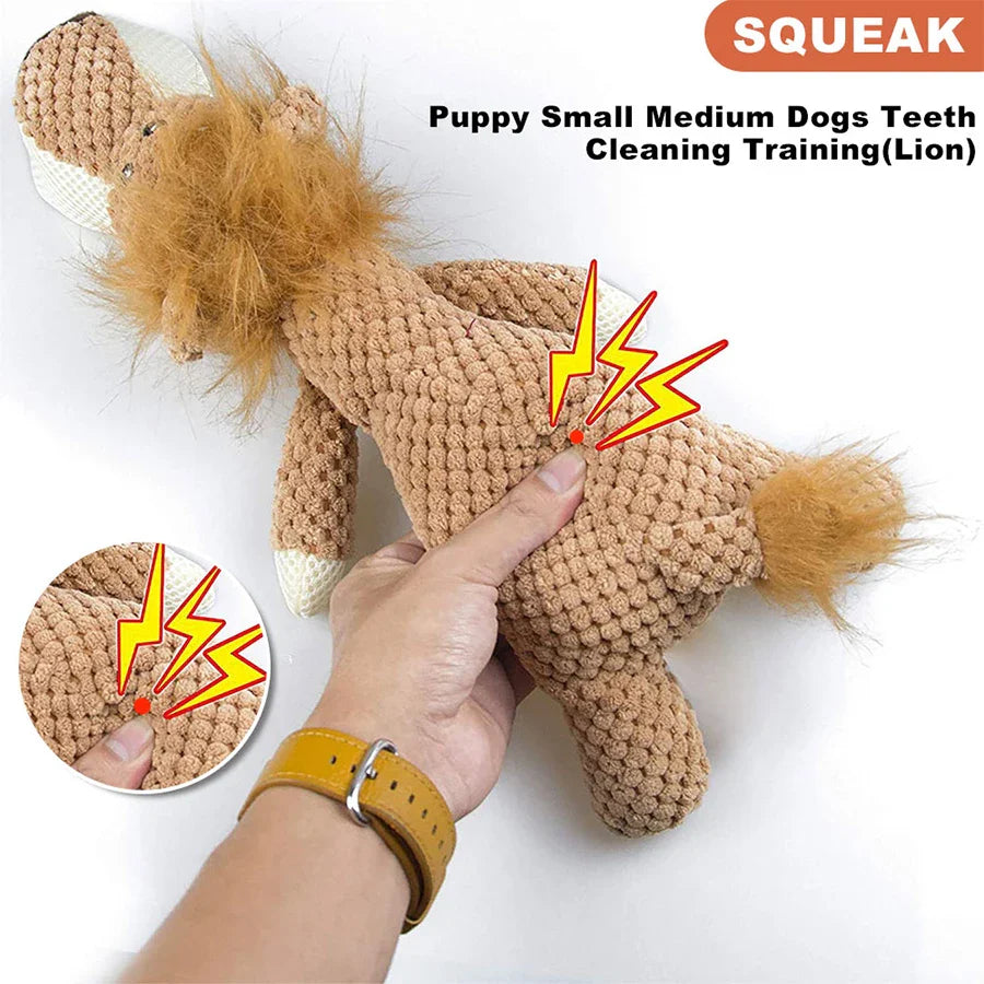 1/3 Pcs Large Dog Toy Bite-Resistant Sound Plush Toy Lion Wolf Elephant Cartoon Pet Toy Squeaky Dog Toy For Small & Medium Dogs - Nestkin Store