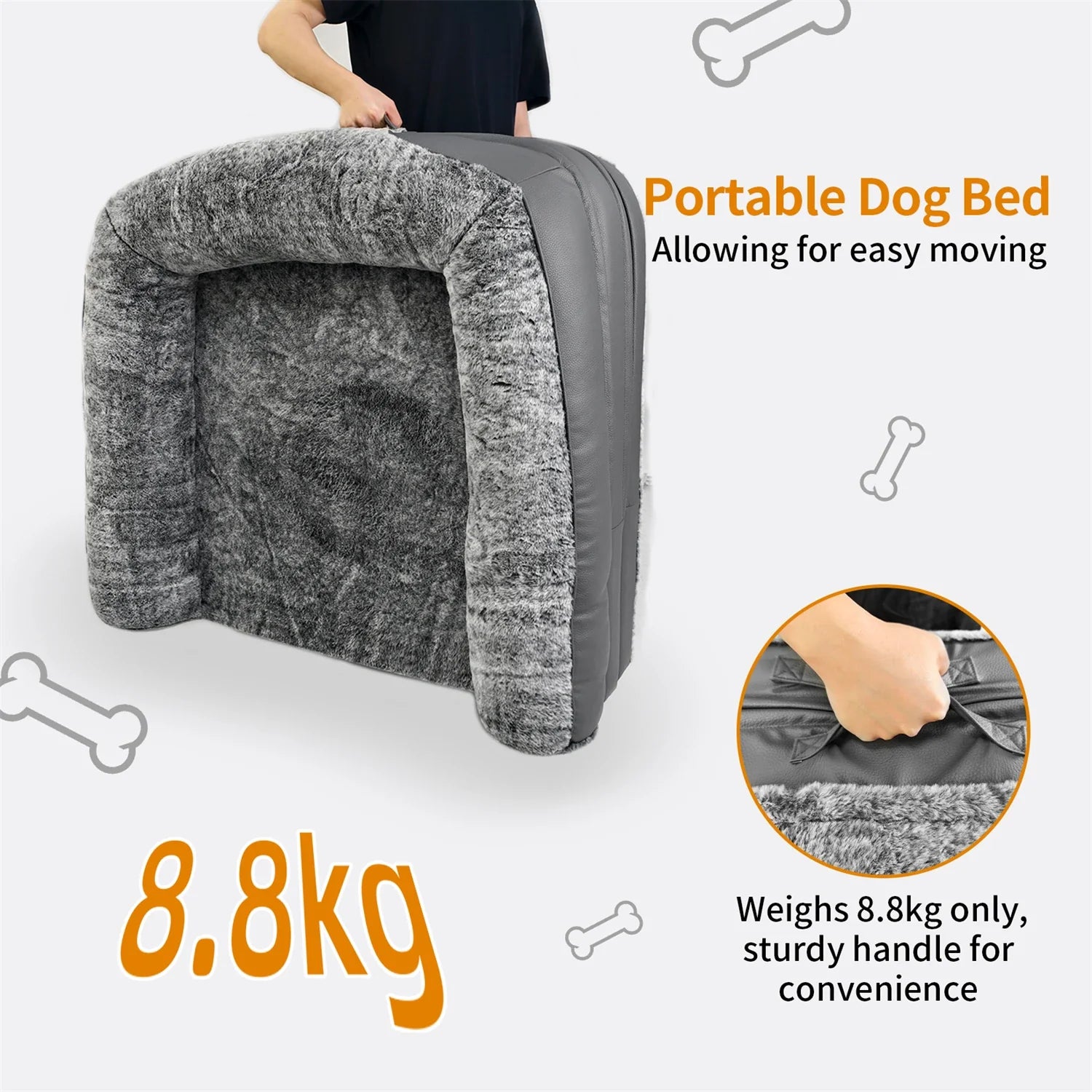 180cm Long Human Dog Bed Fits Adults and Pets Foldable Orthopedic Pet Bed Plush Cushion Cover with Bolster - Nestkin Store