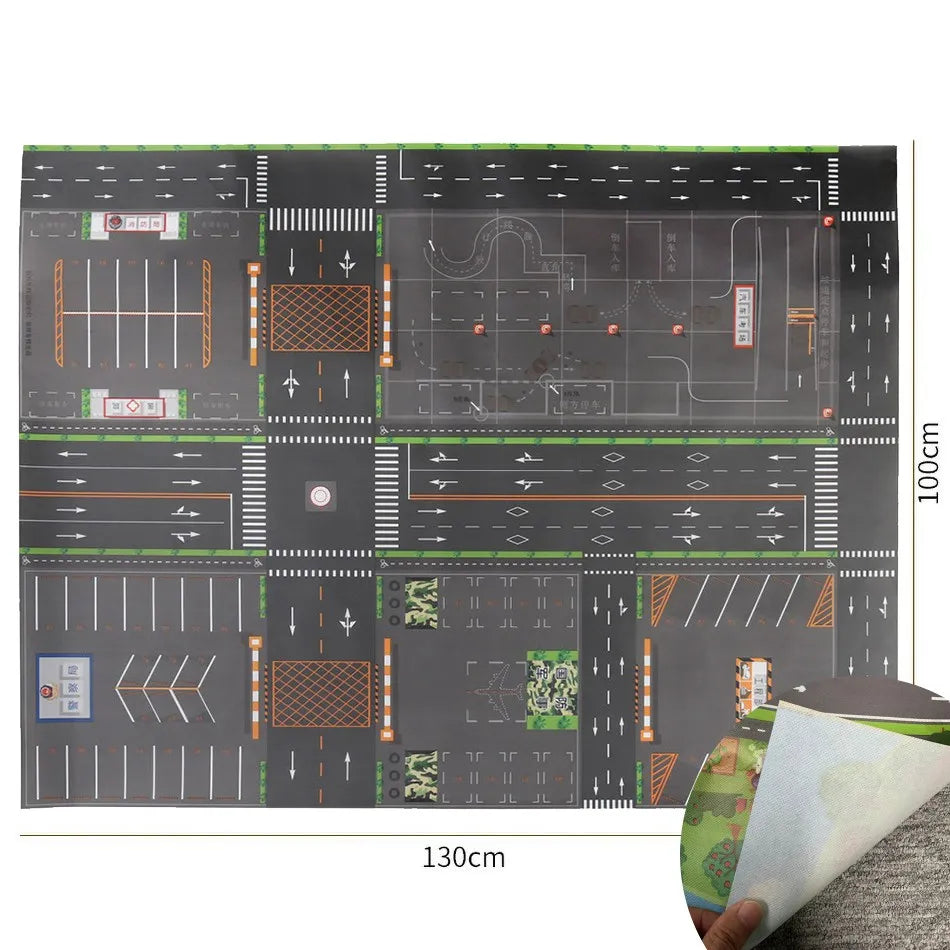 Thin Plastic Traffic Road Carpet for Kids Playmat Children Rug Simulated Parking Map Toy Baby Play Mat Little Boy Girl Mats Toys - Nestkin Store