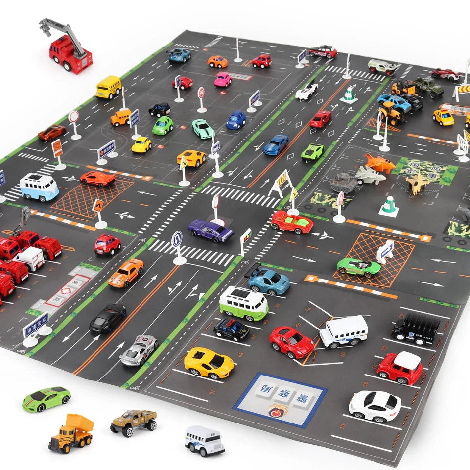 Thin Plastic Traffic Road Carpet for Kids Playmat Children Rug Simulated Parking Map Toy Baby Play Mat Little Boy Girl Mats Toys - Nestkin Store
