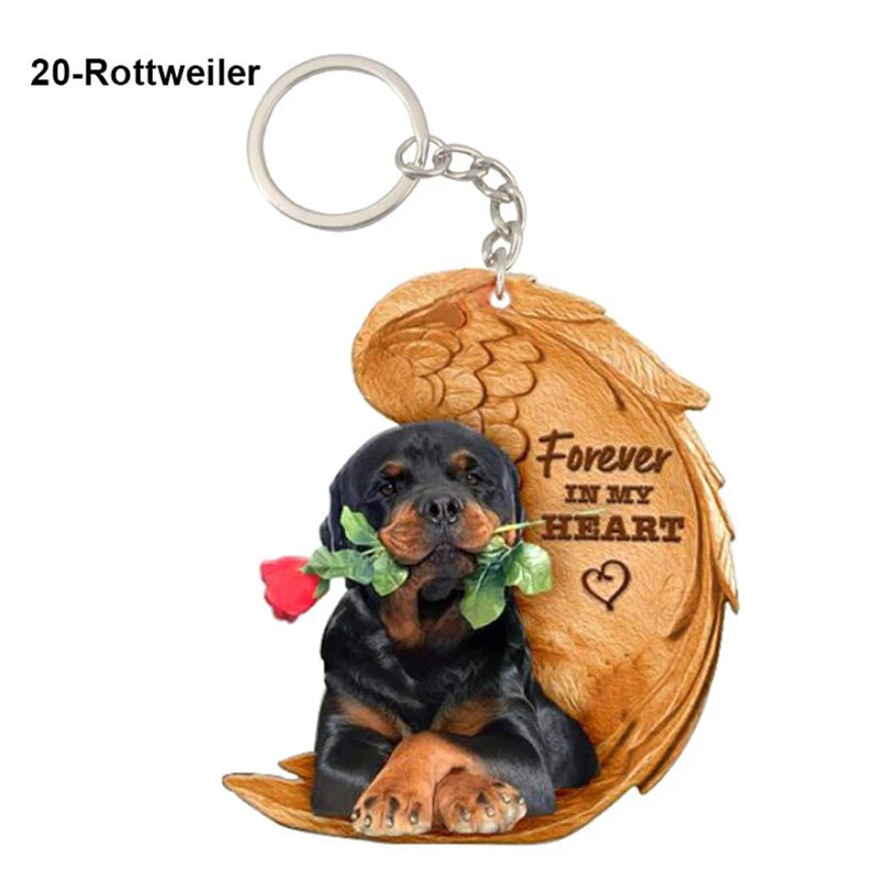 39 Style Cut Dog Forever In My Heart Angel Pendant Bag Keychain Car Key Chain Keyring Pet Jewelry Best Friends Gifts Accessories - Nestkin Store
