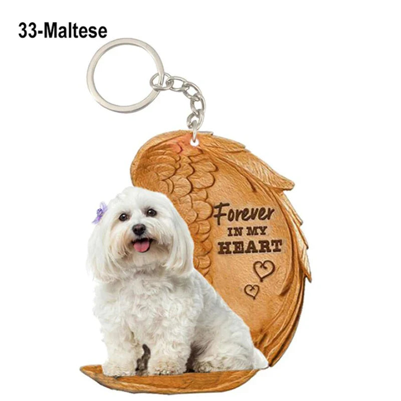 Dog Memorial Keychain - Forever In My Heart Angel Pendant Pet Jewelry Gift - Nestkin Store