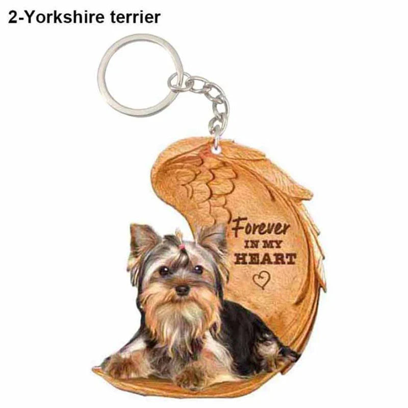 39 Style Cut Dog Forever In My Heart Angel Pendant Bag Keychain Car Key Chain Keyring Pet Jewelry Best Friends Gifts Accessories - Nestkin Store