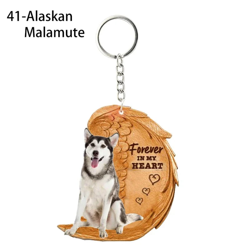 1 Piece 23 Style Dog Forever In My Heart  Angel Pendant Bag Key Chains Car Keychain Keyring  Pet Jewelry Gift For Women Girls - Nestkin Store