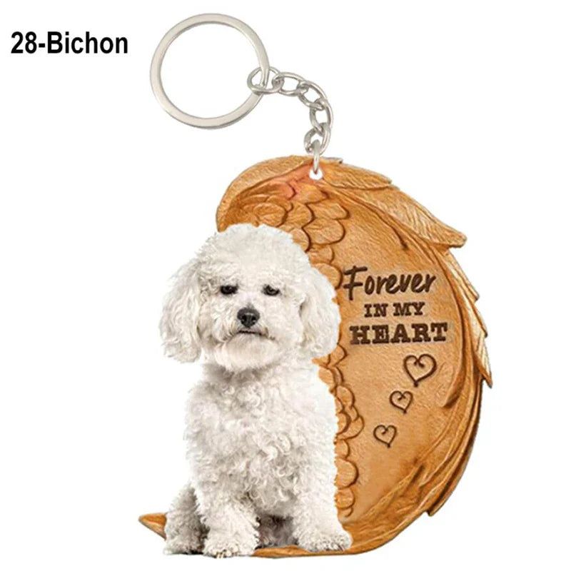 39 Style Cut Dog Forever In My Heart Angel Pendant Bag Keychain Car Key Chain Keyring Pet Jewelry Best Friends Gifts Accessories - Nestkin Store